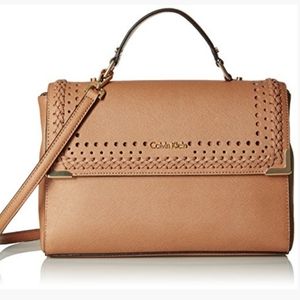 Calvin Klein on My Corner Saffiano Satchel, Cashmere Braid